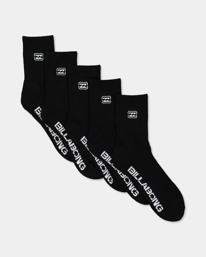 Image of Socks. Product name - Billabong Mens 5 Pack Sport Socks Black in Black colour by brand - Billabong
