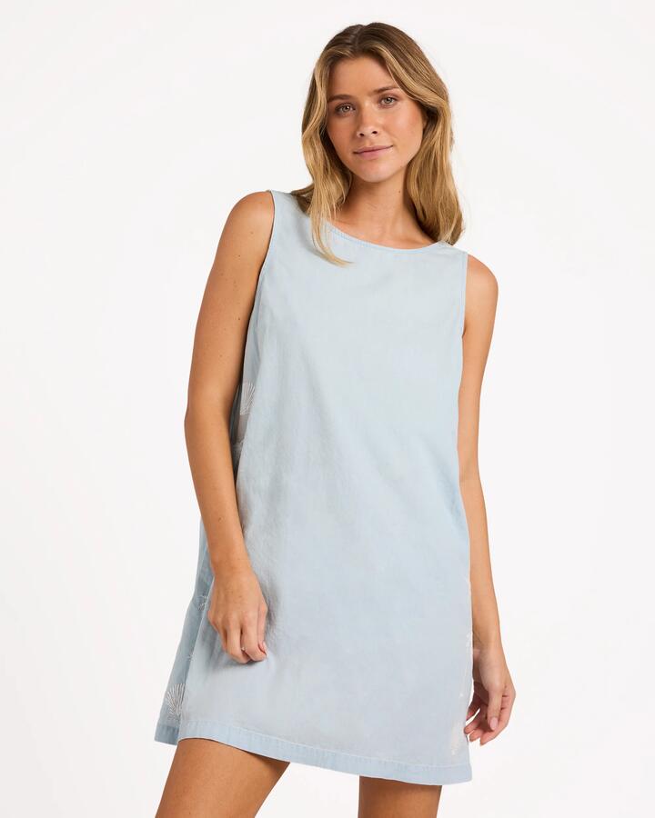 Image of Dresses. Product name - Billabong Womens Marisol Mini Dress Sky Gray in Sky Gray colour by brand - Billabong
