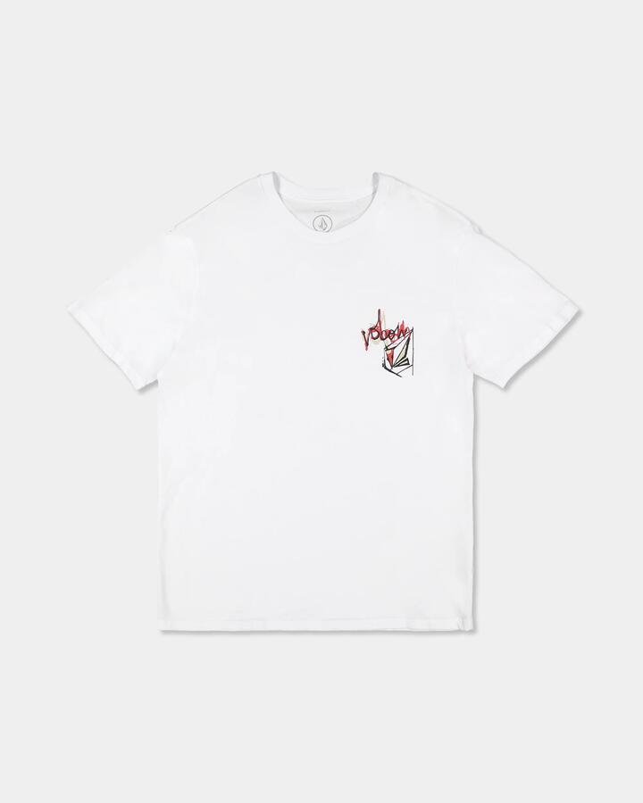 Image of T-Shirts. Product name - Volcom Mens Stone Script T-Shirt White in White colour by brand - Volcom