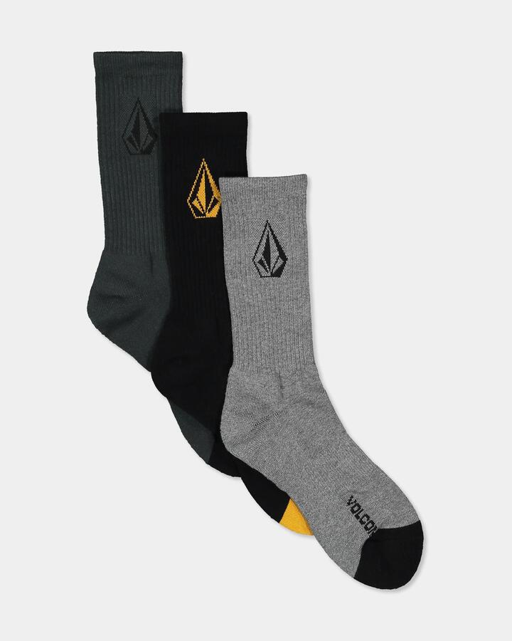 Image of Socks. Product name - Volcom Mens Full Stone Mix 3 Pack Socks Multi in Multi colour by brand - Volcom