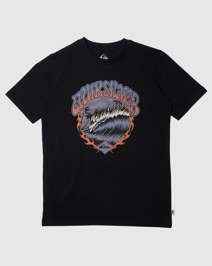 Image of T-Shirts. Product name - Quiksilver Boys 8-16 The Peak T-Shirt Black in Black colour by brand - Quiksilver