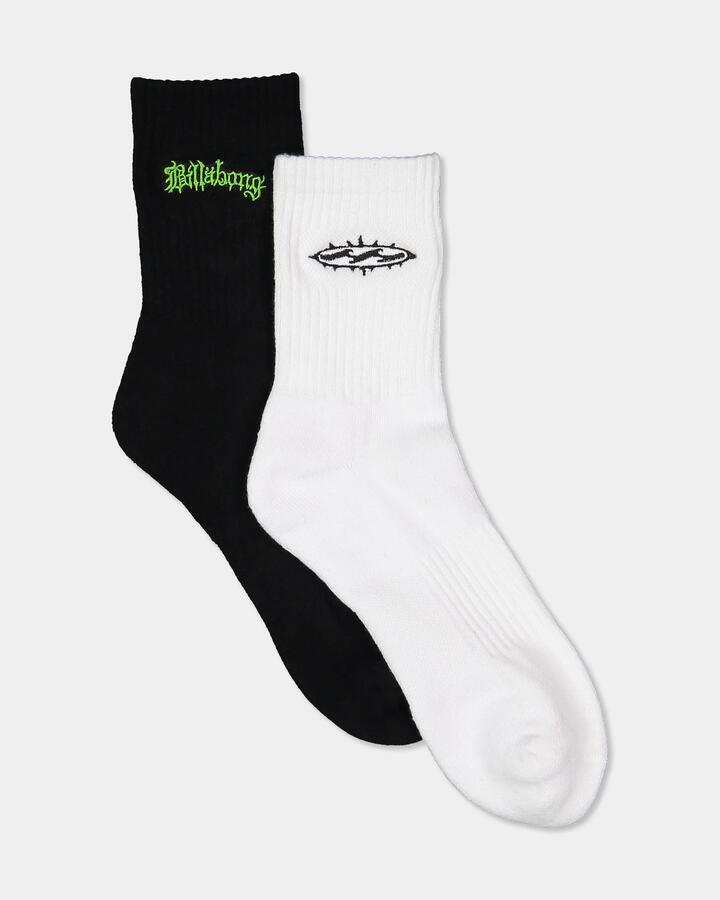 Image of Socks. Product name - Billabong Mens Creed 2 Pack Crew Socks Multi in Multi colour by brand - Billabong