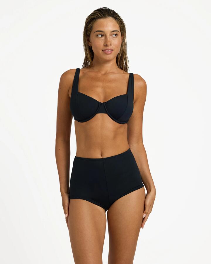 Image of Swimwear. Product name - Roxy Womens Beach Classics Shorty Bikini Bottom Black in Black colour by brand - Roxy