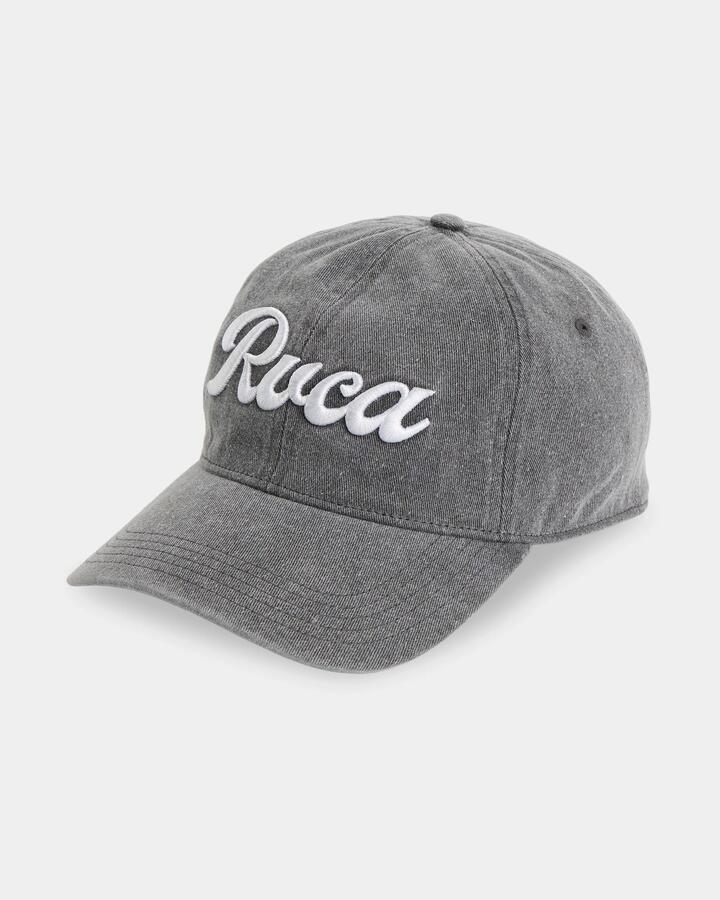 Image of Hats. Product name - Rvca Womens Acid Wash Embroidery Cap Washed Black in Washed Black colour by brand - Rvca