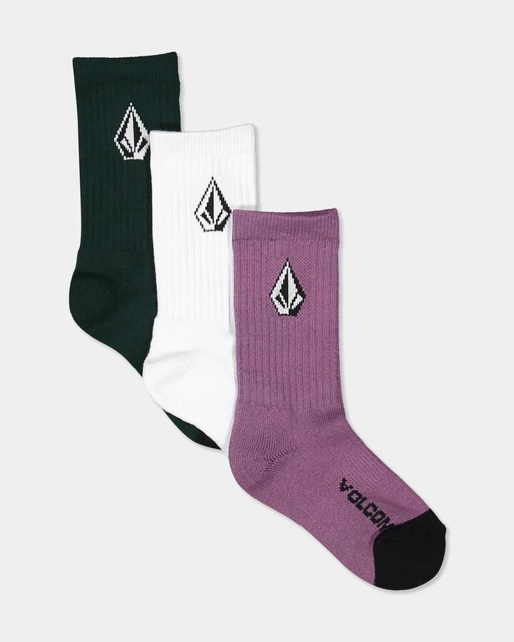 Image of Socks. Product name - Volcom Boys 8-16 Full Stone 3 Pack Socks Multi in Multi colour by brand - Volcom