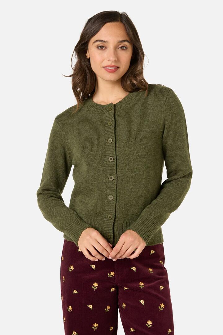 Image of Cardigans. Productname: Jodie Wool Blend Cardigan in Olive Green colour by brand - Princess Highway