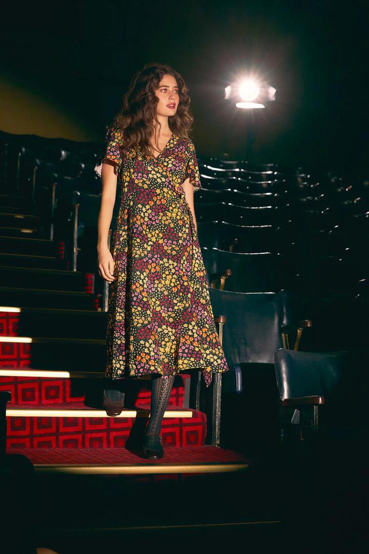 Image of Dresses. Productname: Iris Ditsy Wrap Midi Dress in Pink colour by brand - Princess Highway