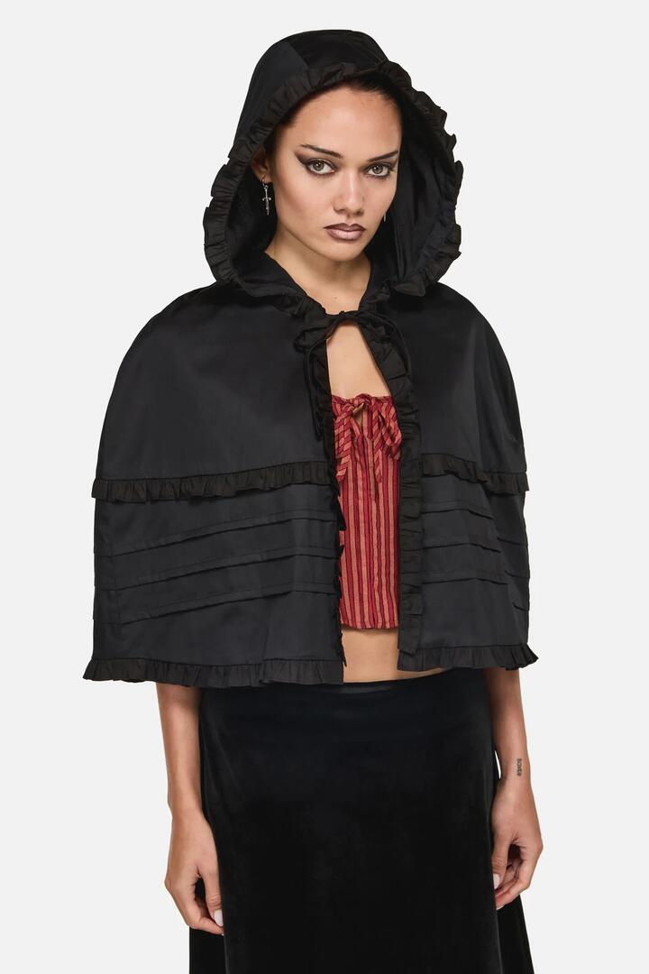 Image of Capes. Productname: Estate Frill Cape in Black colour by brand - Black Friday