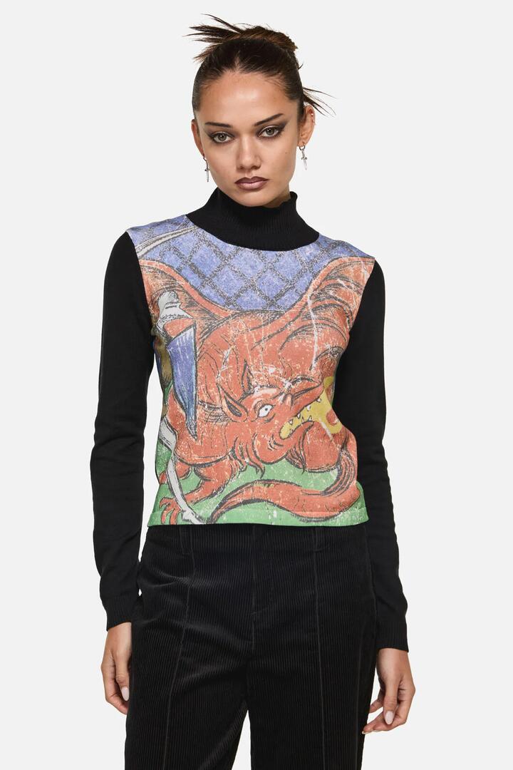 Image of a model wearing Tops. Productname: Beasts Goth Knit in Multi colour by brand - Black Friday