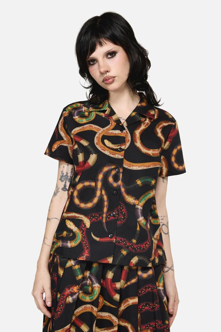 Image of Blouses. Productname: Reptilian Print Blouse in Multi colour by brand - Dangerfield