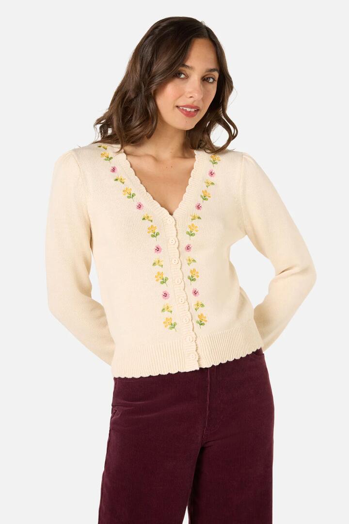 Image of Cardigans. Productname: Iris Embroidered Cardigan in Cream colour by brand - Princess Highway