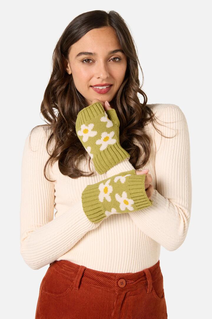 Image of Gloves & Mittens. Productname: Daisy Knit Gloves in Green colour by brand - Princess Highway