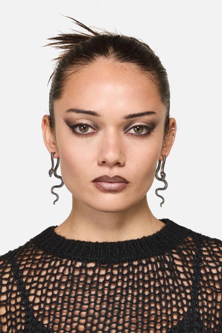 Image of Earrings. Productname: Through The Ear Snake Earrings in Silver colour by brand - Dangerfield