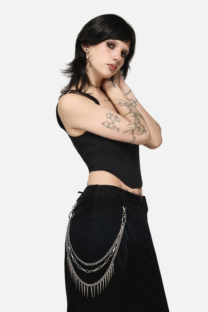 Image of Jewelry. Productname: Spiked Triple Pant Chain in Silver colour by brand - Black Friday