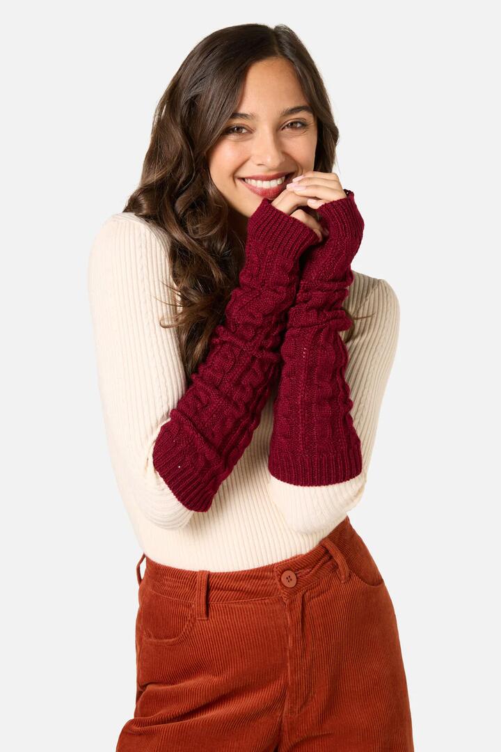 Image of Gloves & Mittens. Productname: Dark Red Long Fingerless Gloves in Dark Red colour by brand - Princess Highway