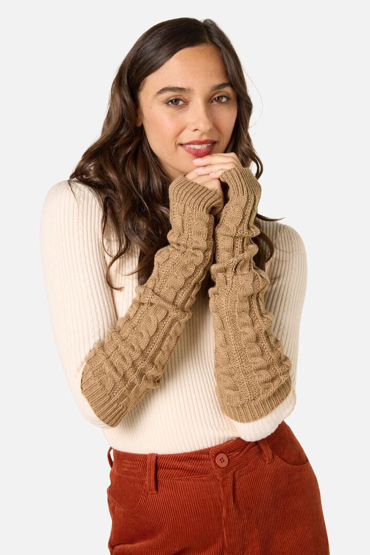 Image of Gloves & Mittens. Productname: Tan Long Fingerless Gloves in Tan colour by brand - Princess Highway