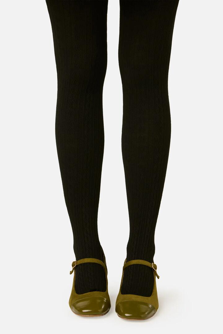Image of Lingerie. Productname: Black Cable Knit Tights in Black colour by brand - Princess Highway
