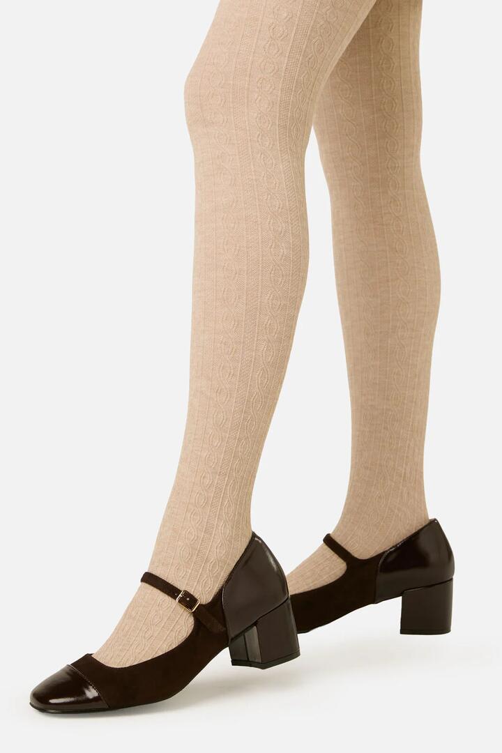 Image of Lingerie. Productname: Cream Cable Knit Tights in Cream colour by brand - Princess Highway