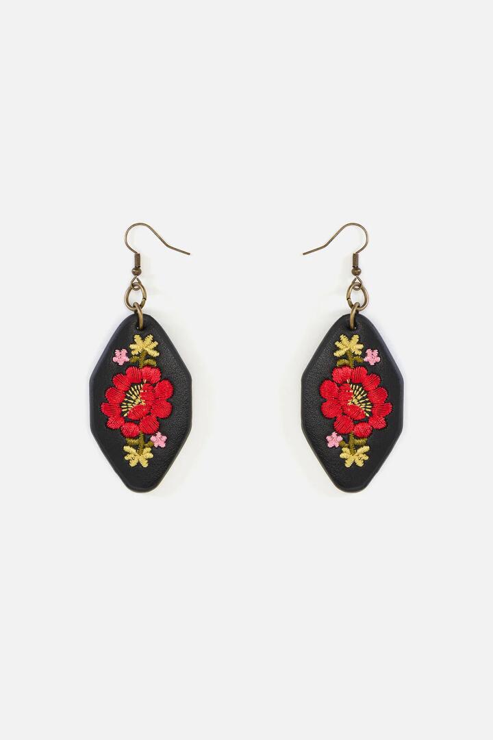 Image of Earrings. Productname: Joelle Embroidered Earrings in Black colour by brand - Princess Highway