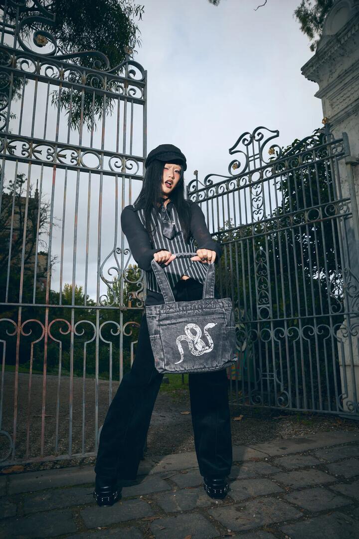 Image of Bags. Productname: Slithering Goth Printed Bag in Black colour by brand - Dangerfield