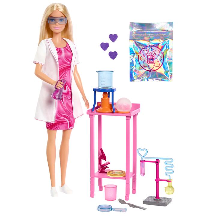 Image of Dolls. Product name - Barbie Scientist Doll and Accessories with Blonde Fashion Doll, Lab Table, & Colour-Change Accessories in colour by brand - Barbie