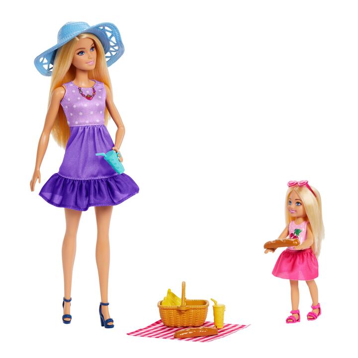 Image of Dolls. Product name - Barbie Family & Friends Dolls & Accessories, Picnic-Themed Playset with 2 Dolls & 9 Pieces in colour by brand - Barbie