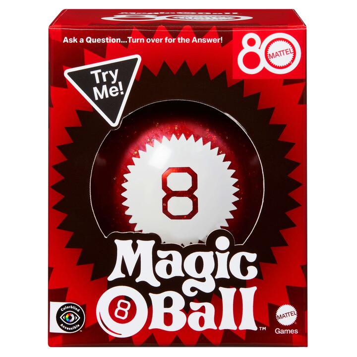 Image of Games. Product name - Magic 8 Ball Mattel 80th Anniversary Edition Novelty Game for Kids & Family Night in colour by brand - Mattel Games