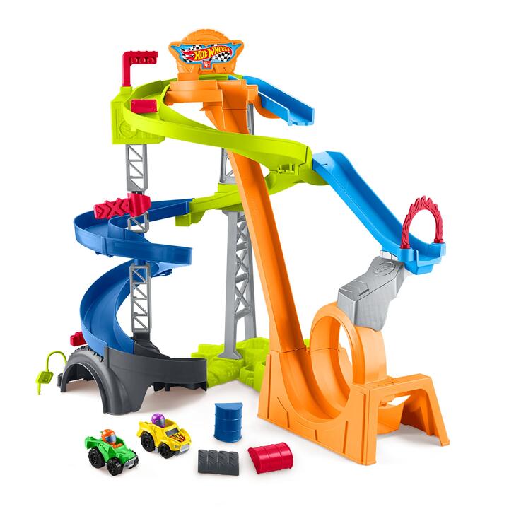 Image of Toy Cars. Product name - Hot Wheels Spiral Stunt Speedway by Little People in colour by brand - Little People