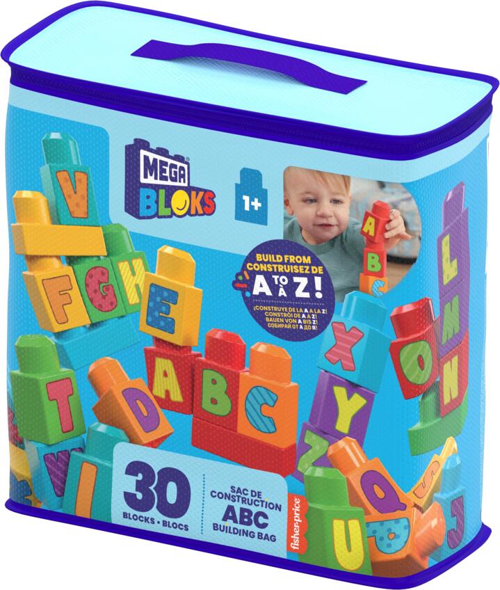 Image of Interlocking Blocks. Product name - Mega Bloks Abc Building Bag in colour by brand - MEGA