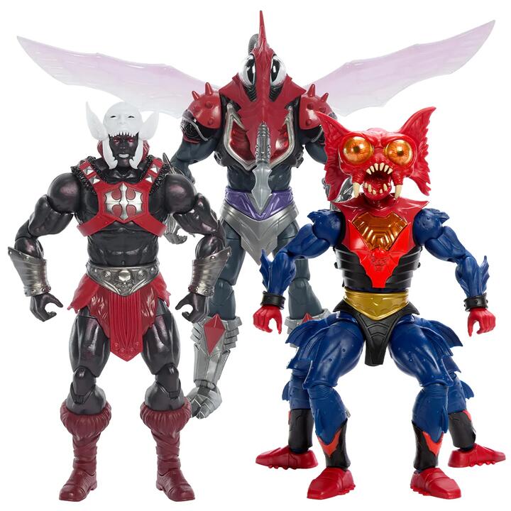 Image of Action Figures. Product name - Bundle: MOTU Masterverse 3 Pack Action Figures Anti-Eternia He-Man, Mantenna & Mosquitor in colour by brand - Masters of the Universe