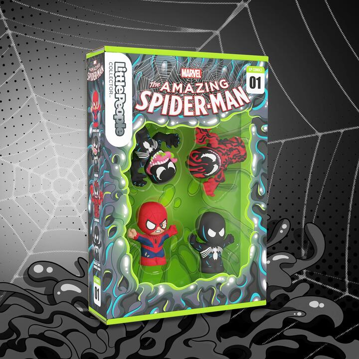 Image of Action Figures. Product name - Little People Collector Marvel Spider-Man: Issue 1 Special Edition Set in colour by brand - Little People Collector