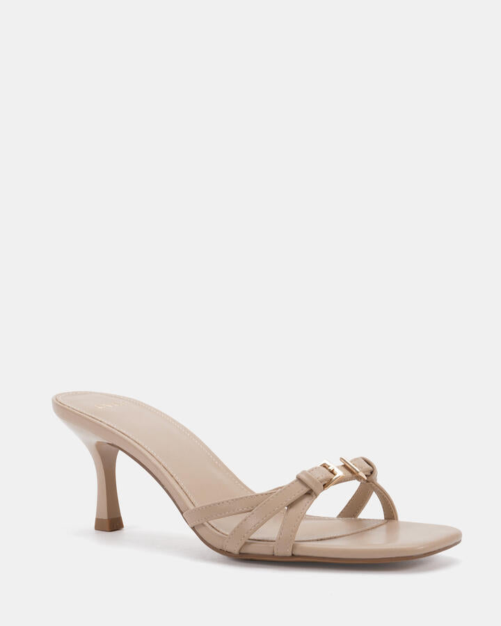 Image of Sandals. Product name - Velaris Neutral Smooth Mules in Beige colour by brand - Novo