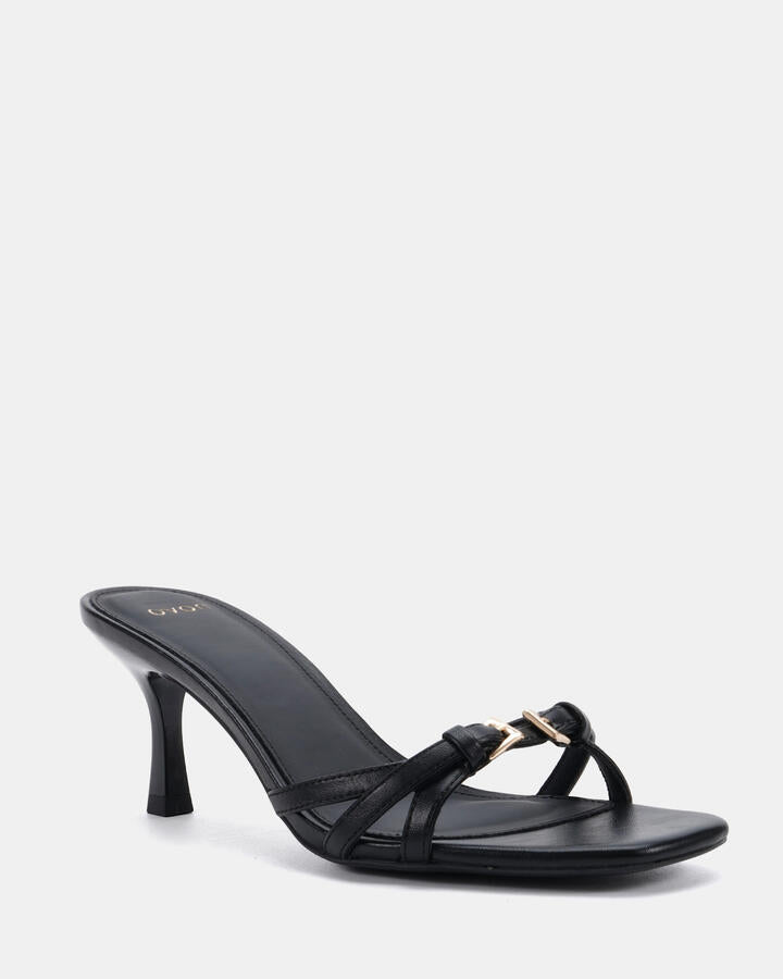 Image of Sandals. Product name - Velaris Black Mules in Black colour by brand - Novo