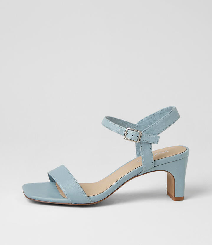 Image of Sandals. Product name - Haspel Pale Blue Leather Sandals in Pale Blue colour by brand - MIDAS