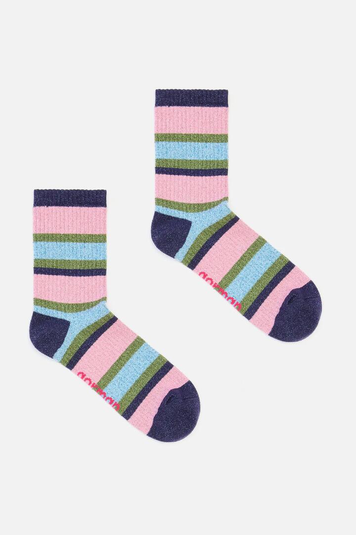 Image of Socks. Product name - Stripe Lurex Socks in Multi colour by brand - Gorman