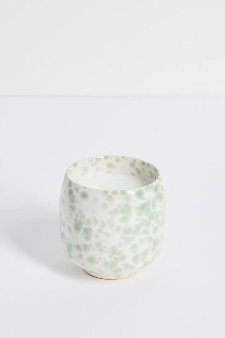 Image of Perfumes & Colognes. Product name - Green Splash Glazed Ceramic Soy Wax Candle in Green colour by brand - Flo's Home