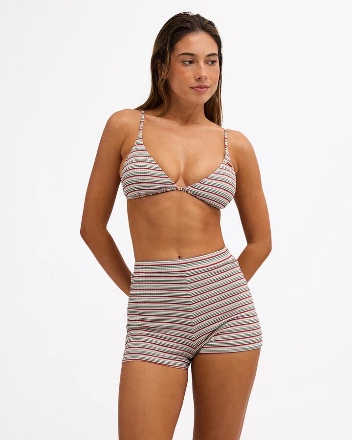 Image of Swimwear. Product name - Roxy Womens Sunset Stripe Shorty Bikini Bottom Chutney Wild Sunset Stripe in Chutney Wild Sunset Stripe colour by brand - Roxy