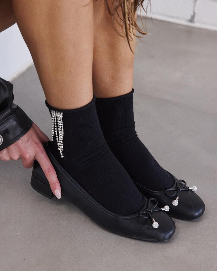 Image of Shoes. Product name - Chioggia Black Ballet Flats in Black colour by brand - Novo