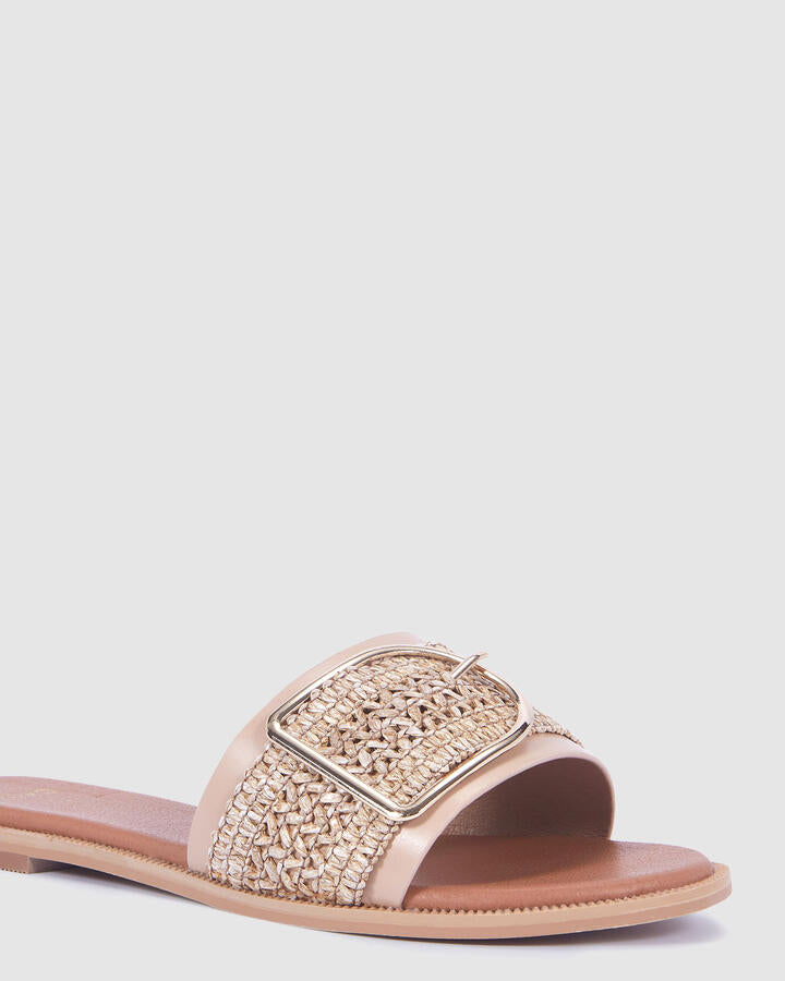 Image of Sandals. Product name - Rene Raffia Sandals in Olive colour by brand - Novo