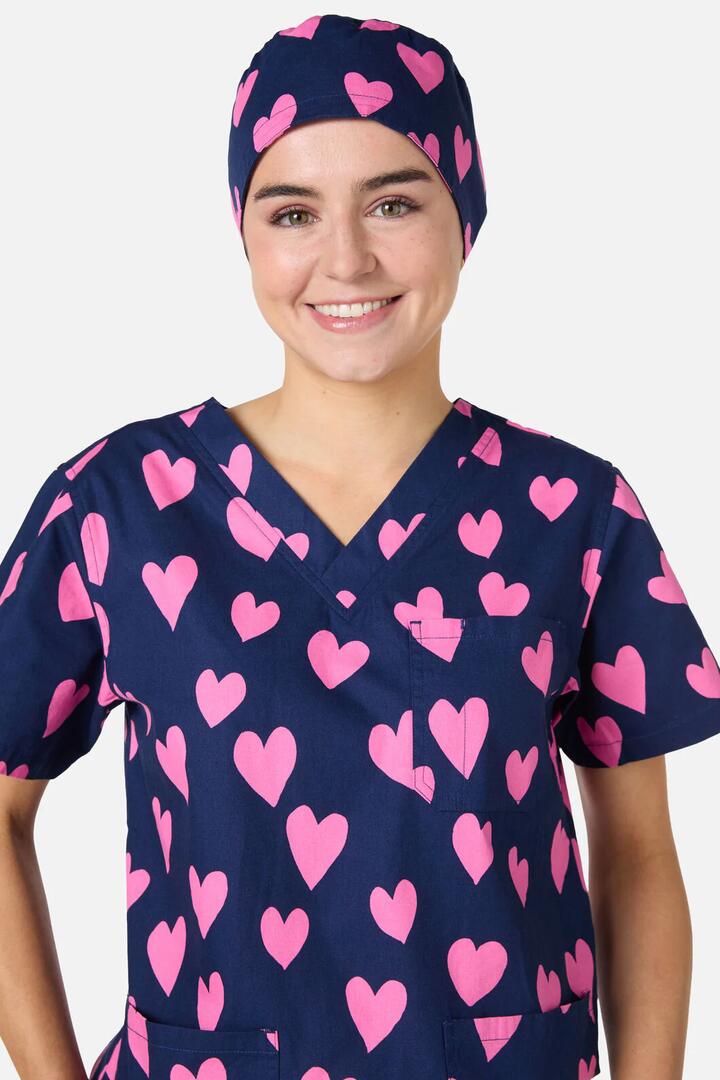 Image of Hats. Productname: Love Hearts Navy Scrub Hat in Navy colour by brand - Scrubs With Love