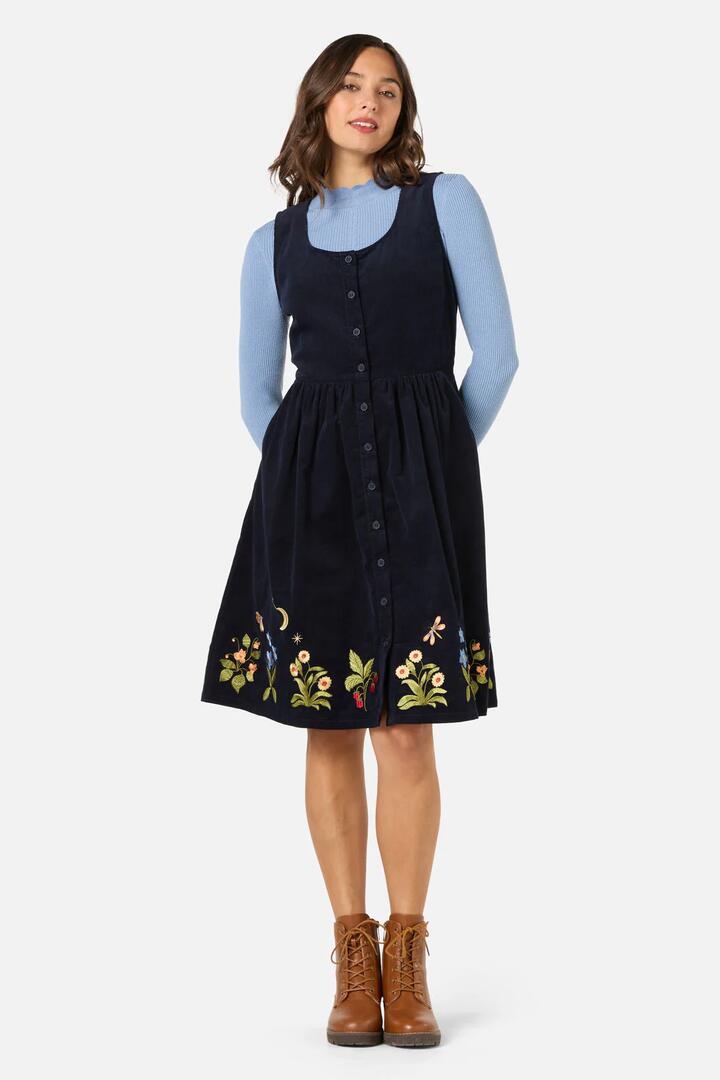 Image of Dresses. Productname: Midnight Garden Embroidered Cord Dress in Navy colour by brand - Princess Highway