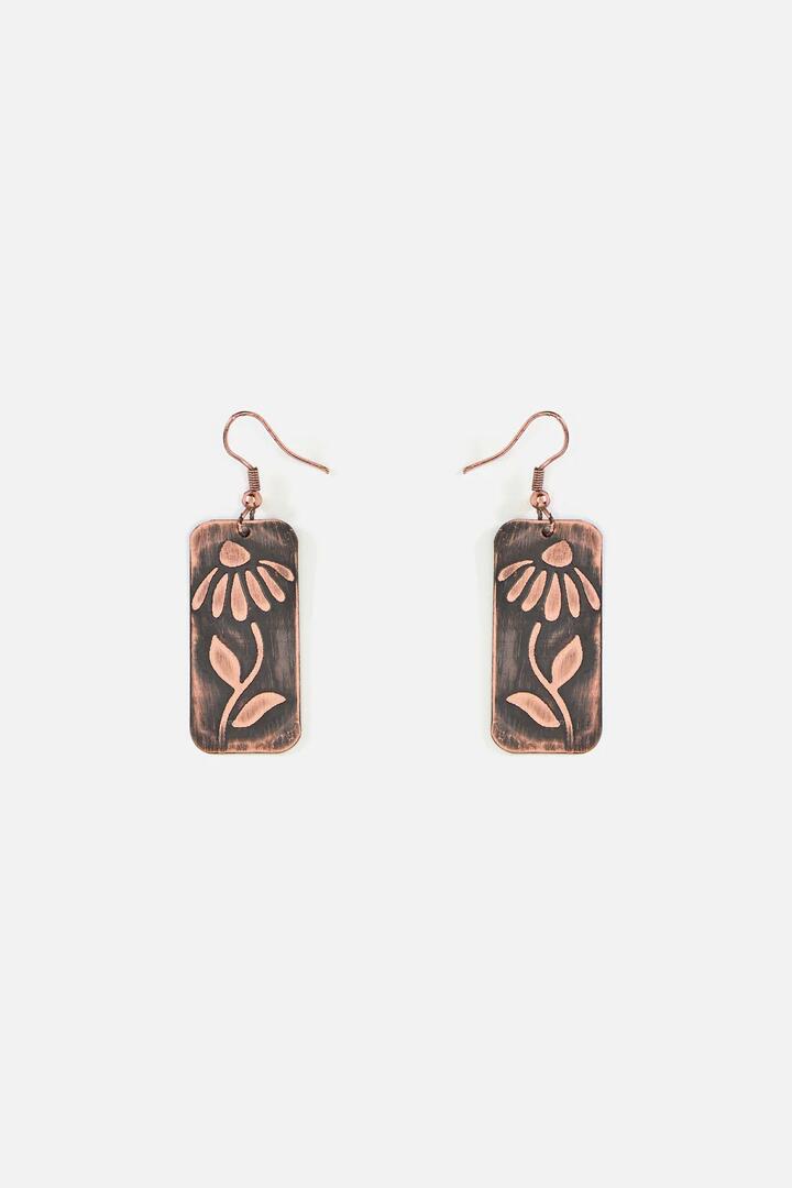 Image of Earrings. Productname: Daisy Rectangle Earrings in Copper colour by brand - Princess Highway