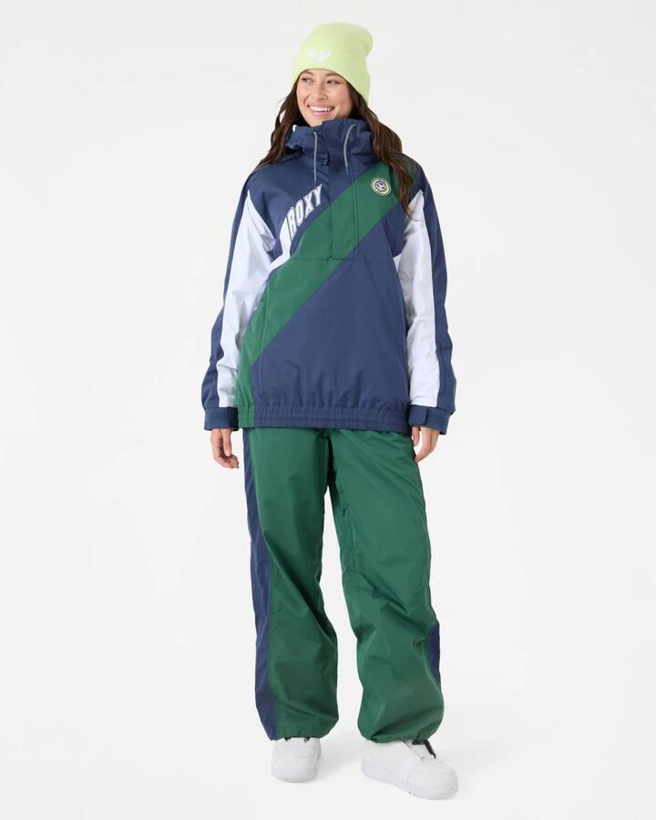 Image of a model wearing Outerwear. Product name - Roxy Womens Majesty Anorak Snow Jacket Mood Indigo in Mood Indigo colour by brand - Roxy