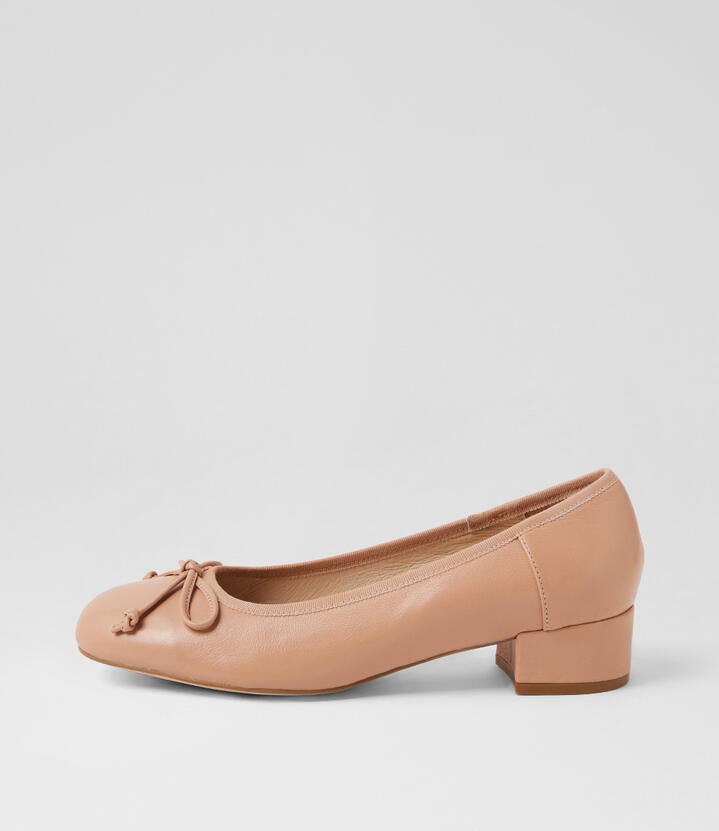 Image of Heels. Product name - Jave Dark Nude Leather Heels in Dk Nude colour by brand - MOLLINI