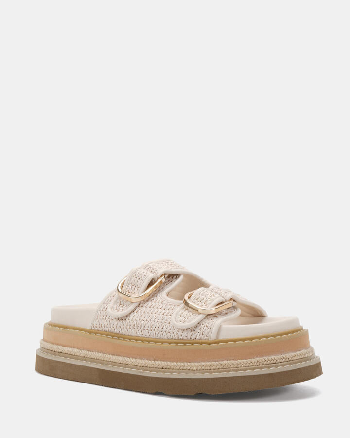Image of Sandals. Product name - Saraira Cream Raffia Sandals in Cream Raffia colour by brand - Novo