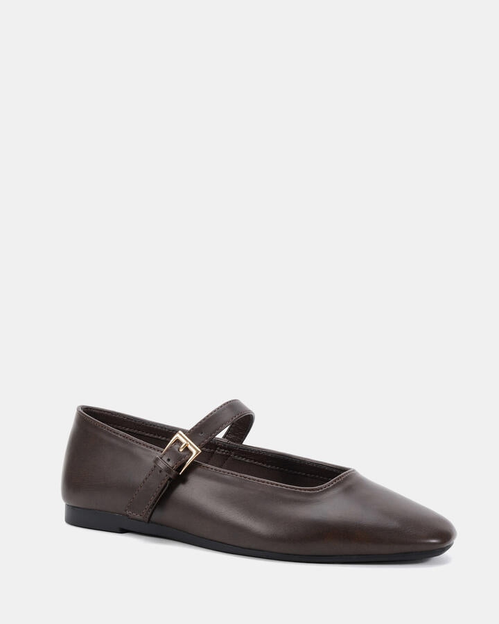 Image of Shoes. Product name - Calmly Espresso Vintage Ballet Flats in Espresso Vintage colour by brand - Novo