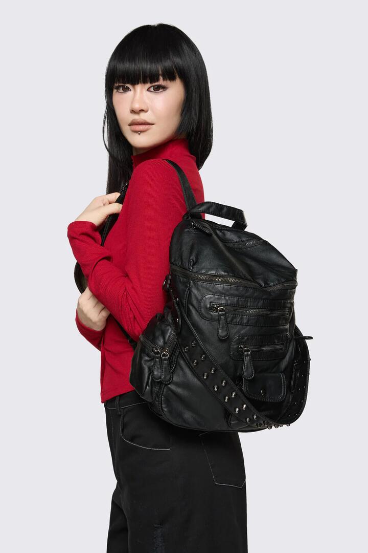 Image of Bags. Productname: Two Way Stud Backpack in Black colour by brand - Dangerfield