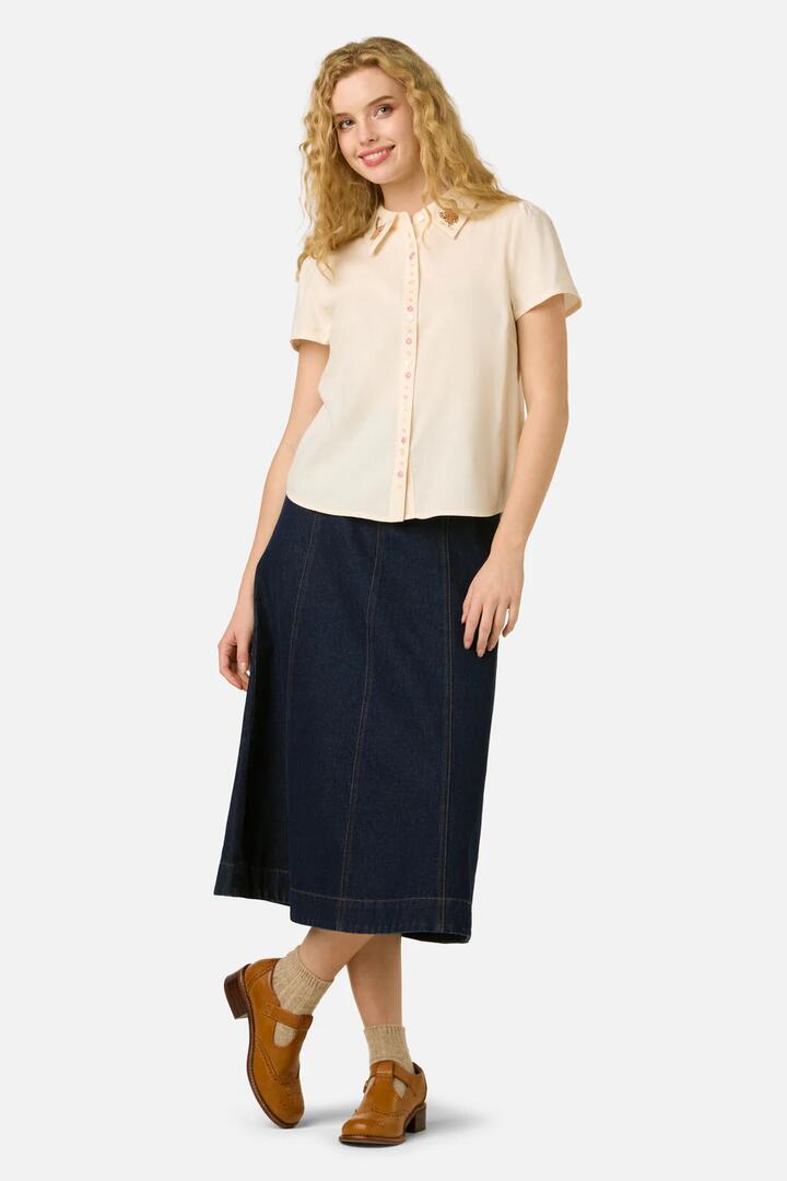 Image of Blouses. Productname: Cats Embroidered Blouse in Cream colour by brand - Princess Highway