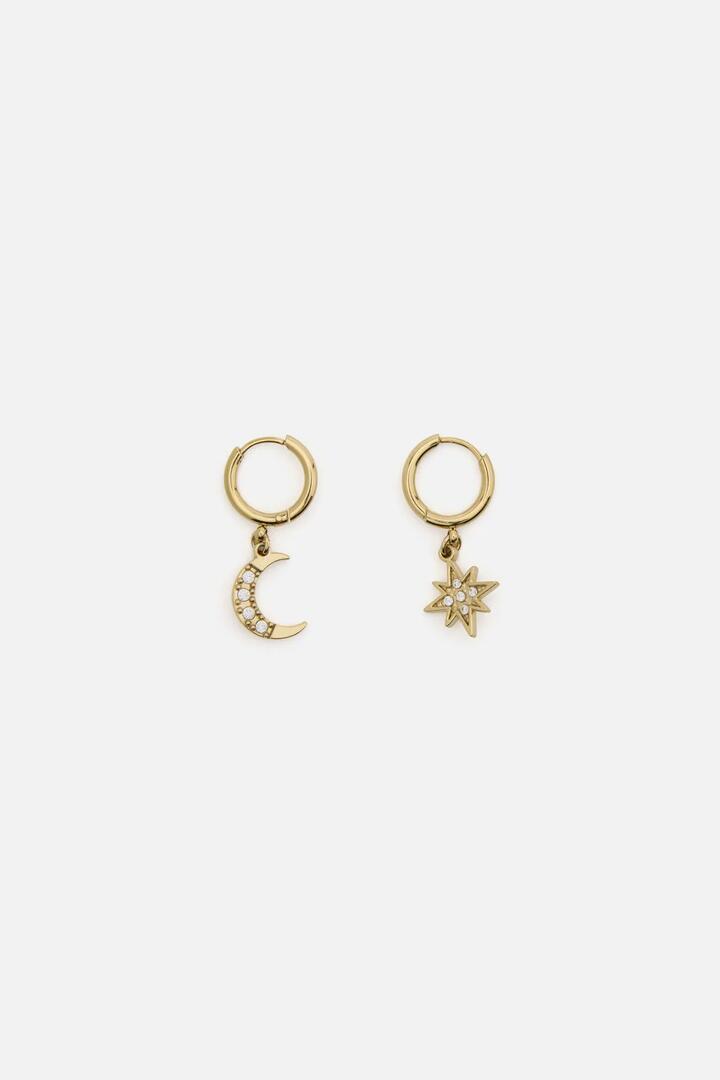 Image of Earrings. Productname: Moon Star Hoop Earrings in Gold colour by brand - Princess Highway