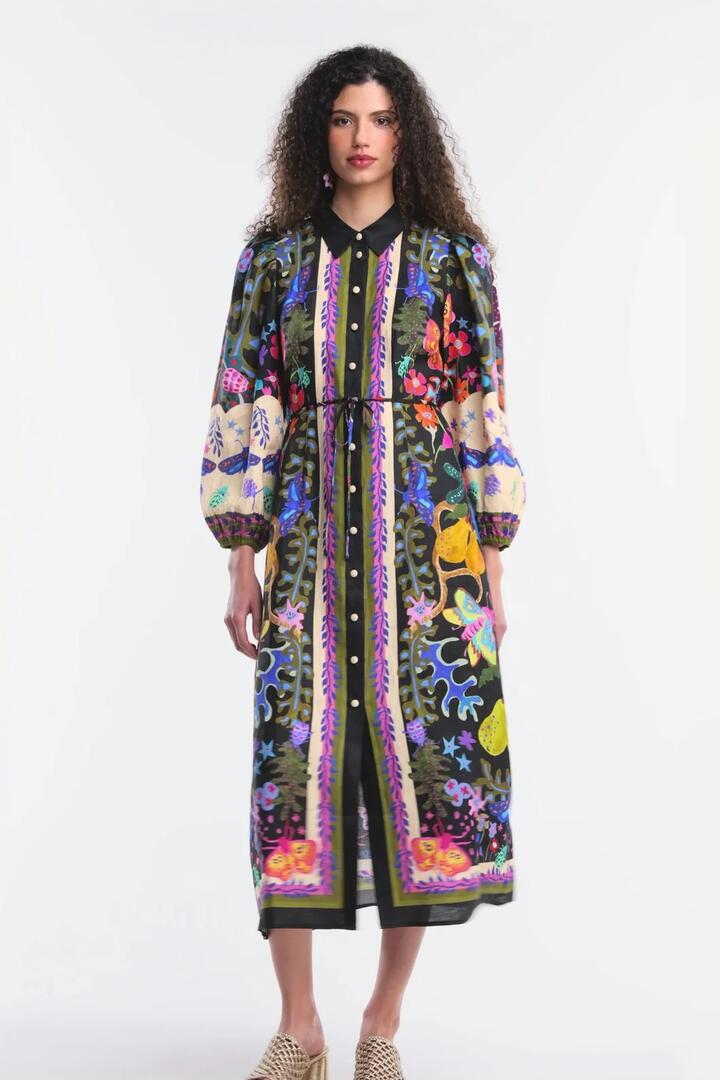 Image of Dresses. Product name - Beetlemania Long Dress in Print colour by brand - Gorman